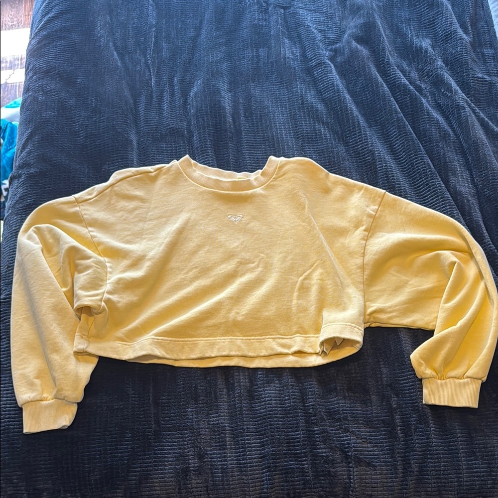 Yellow Cropped Roxy Sweatshirt
